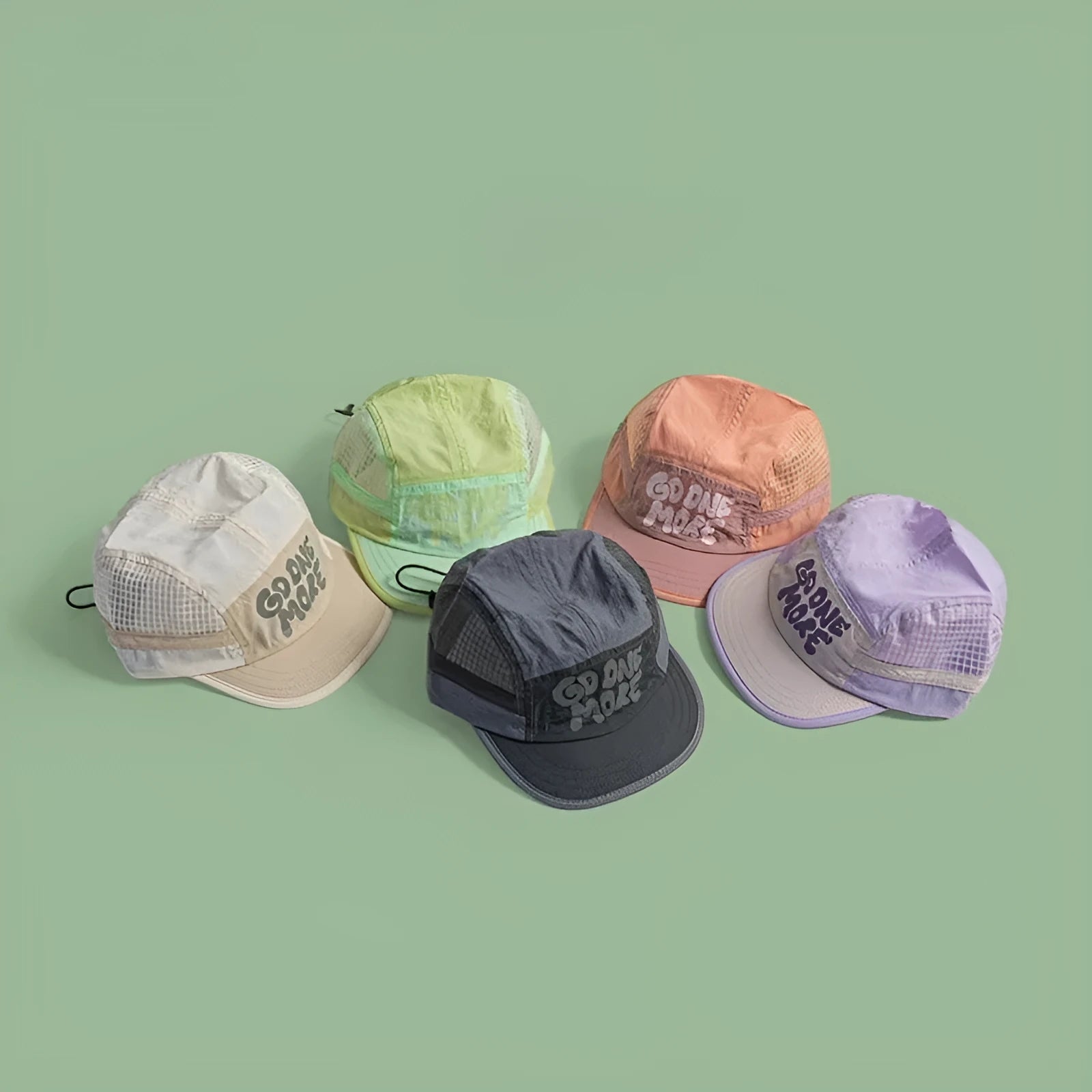 Gradient quick-drying mesh baseball cap in light green colour with dome crown styling.