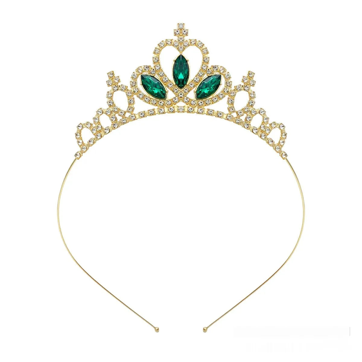 Alloy princess crown headdress with electroplated finish in gold tone with diamond colour effects