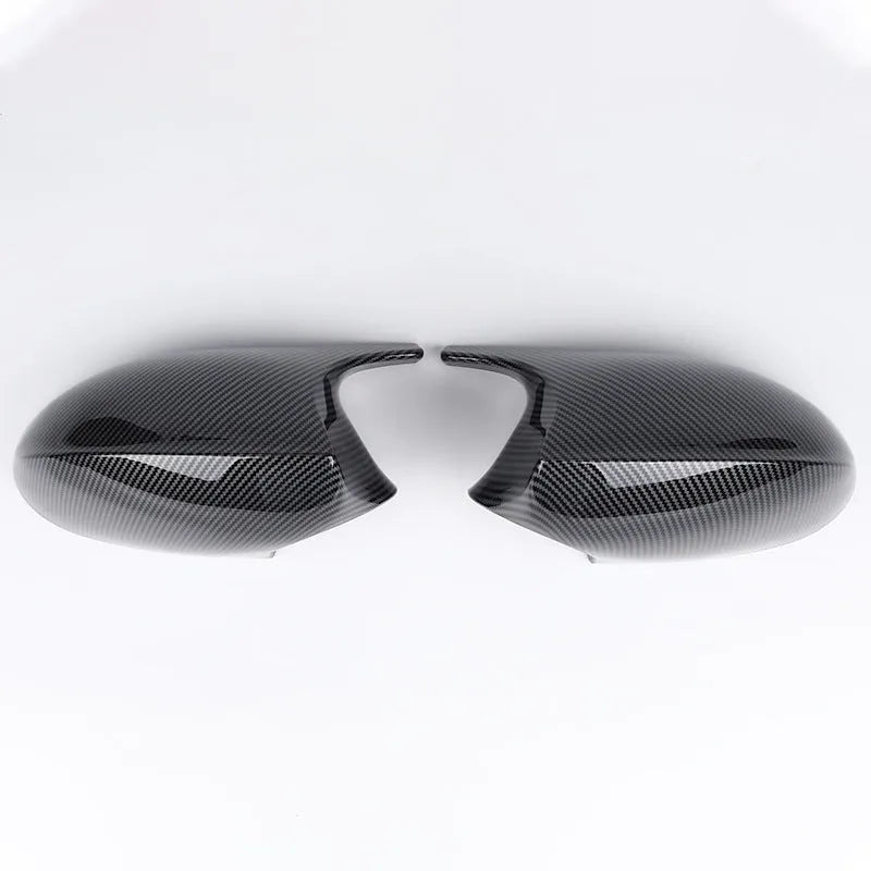 Pair of black ABS plastic rearview mirror housings for BMW 3 Series E90.