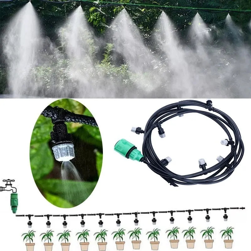 10 metre garden irrigation hose water mist system with 10 micro spray units