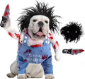 Bloody doll pet costume for Halloween with sand carving patterns on polyester fabric