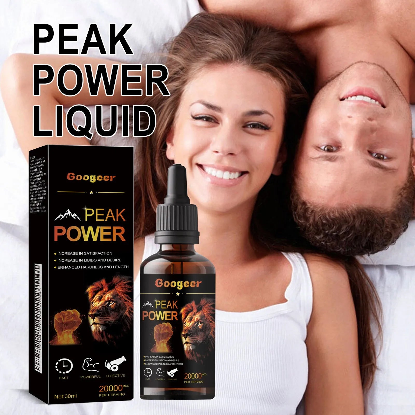 Googeer Peak Power liquid energy supplement in a 30ml bottle for adult health and body care.