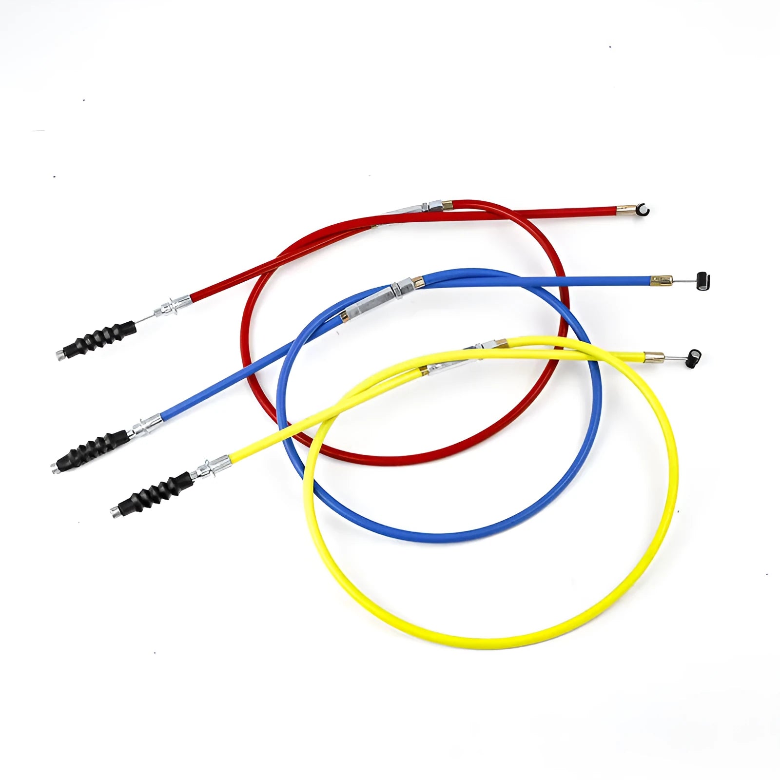 Apollo 110-125cc scrambler ATV clutch accelerator cable in four colours: black, blue, red, yellow.
