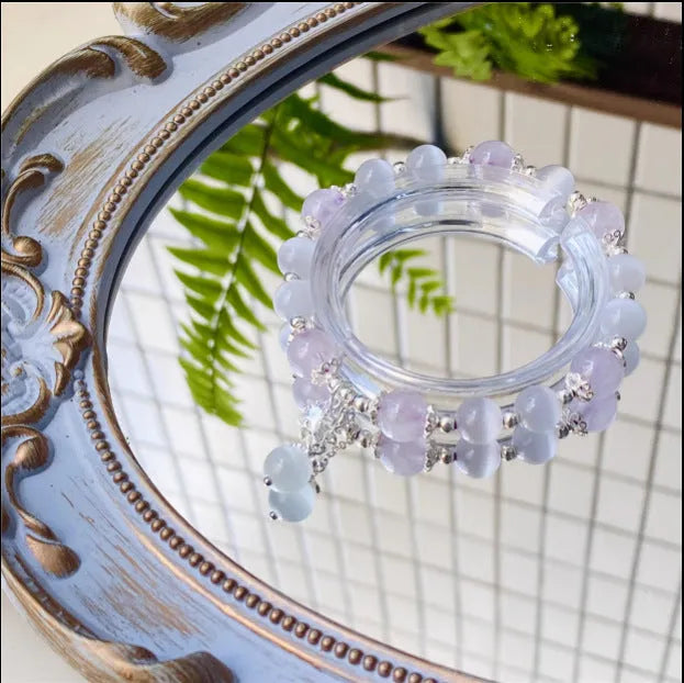 Opal amethyst crystal bracelet with moon shape design larger than 20mm