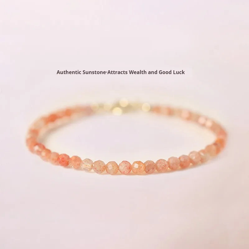 Ultra-thin 3mm sunstone bead crystal bracelet in natural style with manual crafting