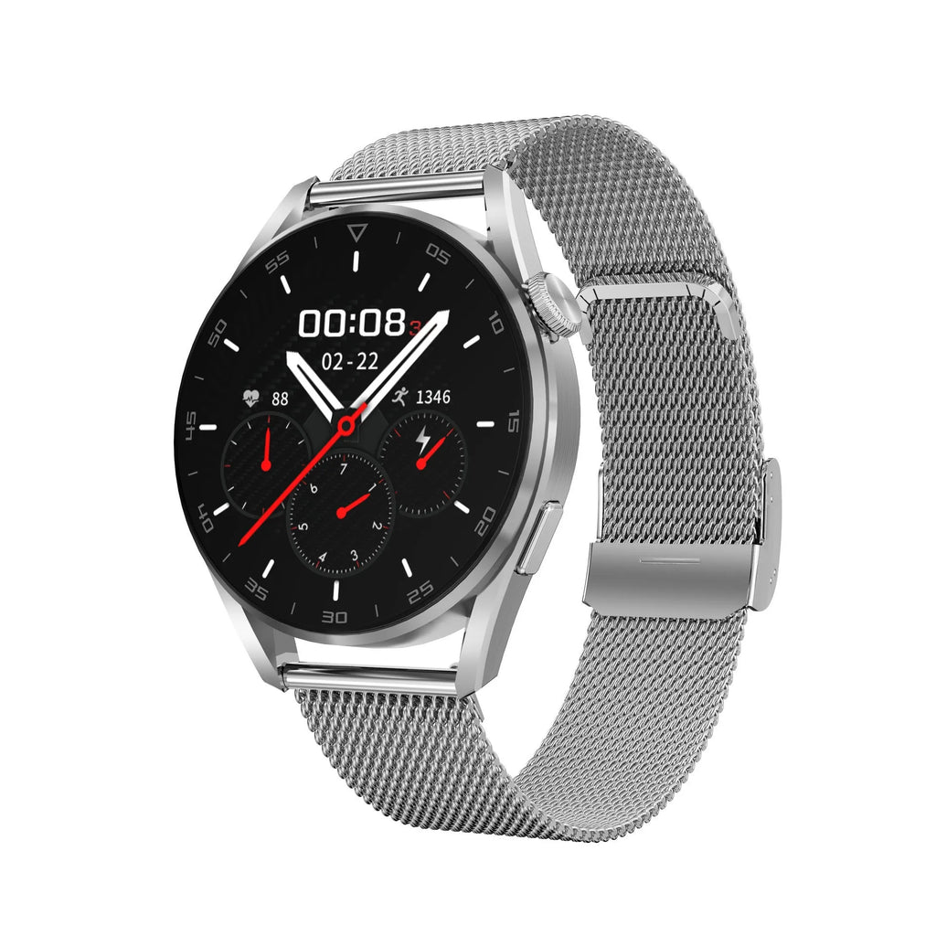 Smart watch with 1.3-inch screen showing Bluetooth call interface and QR scanning function