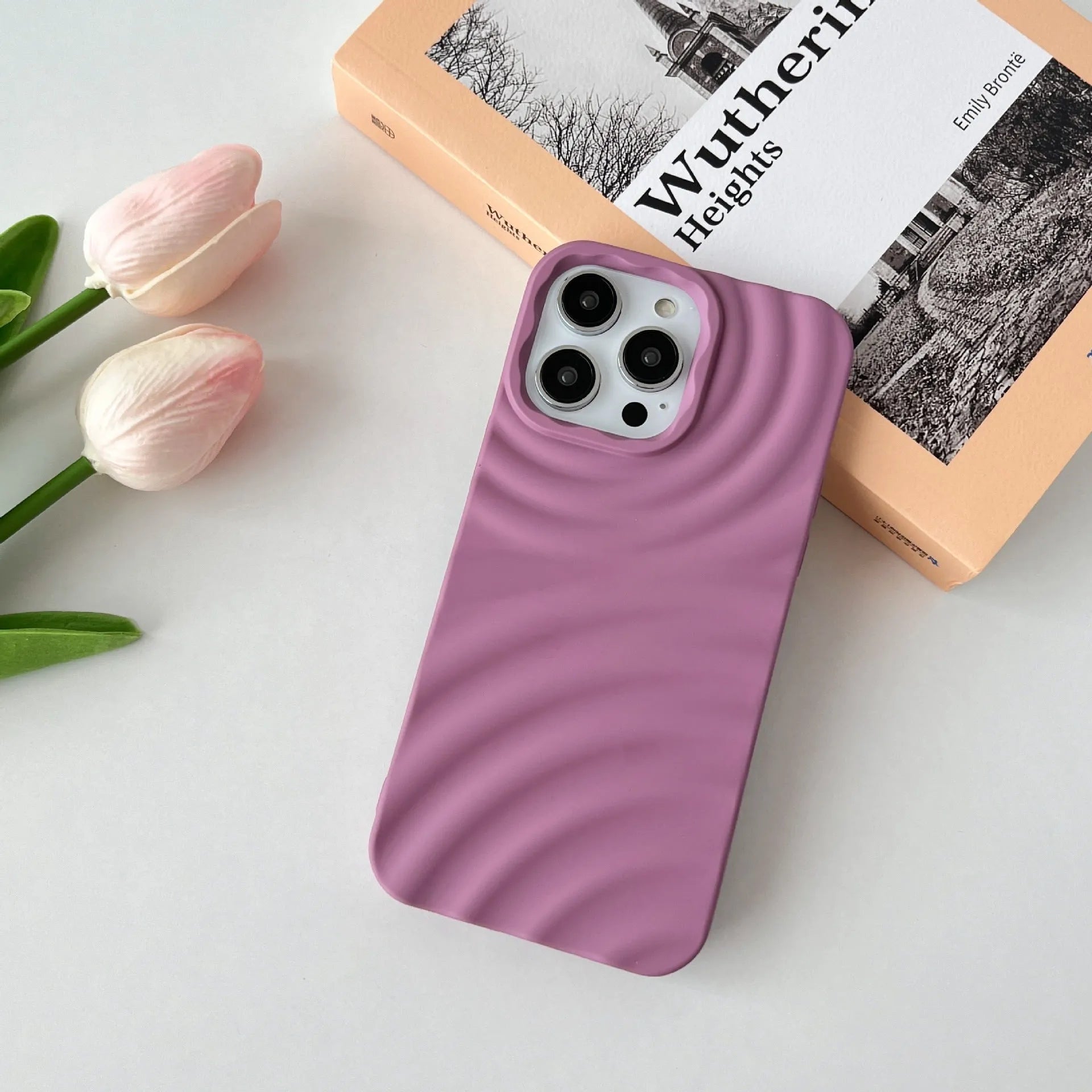 Niche pure colour water ripple TPU phone case for iPhone with anti-fingerprint oil finish