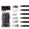 Set of six wood-free graphite sketching pencils with grades HB 2B 4B 6B 8B EE for art.