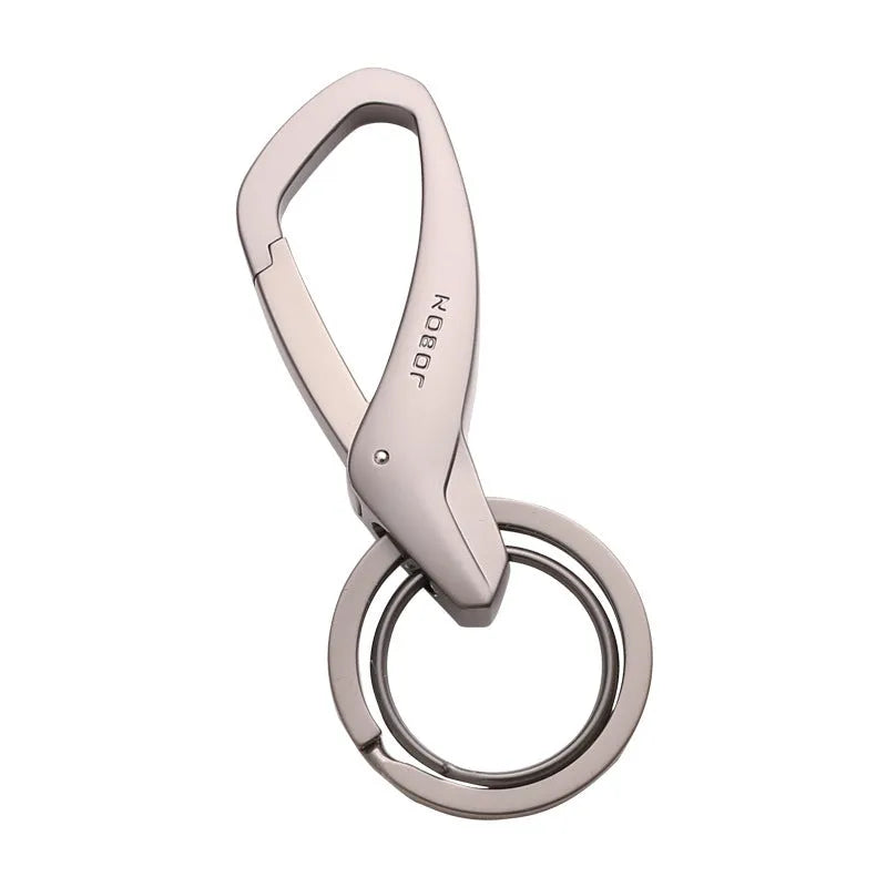 Zinc alloy double ring key chain for car keys in black, chrome, or nickel finishes.
