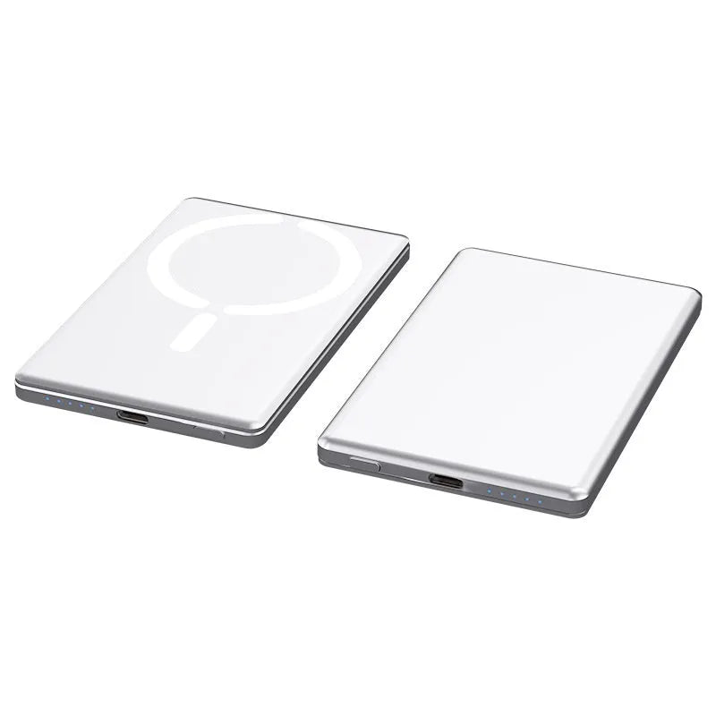 Ultra-thin 9mm magnetic power bank with alloy shell in black, dark grey, silver or violet colours
