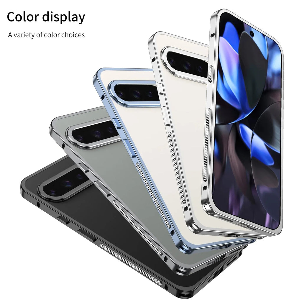 Aluminium alloy phone case for Google Pixel 9 with half-pack design and lens protection case