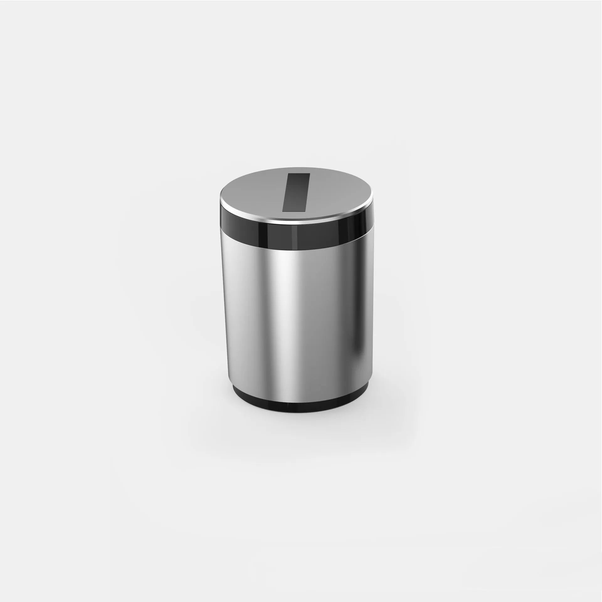 Automatic opening car ashtray in gun grey colour showing compact 7x10cm size.