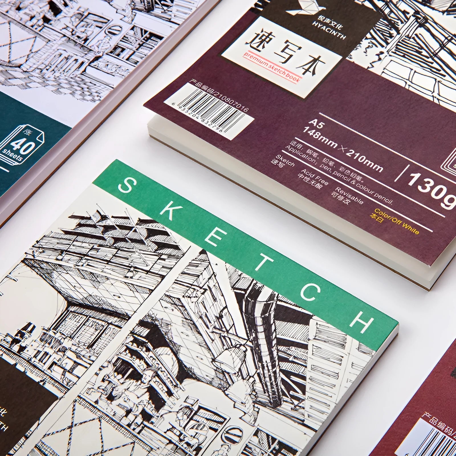 A4 artists sketchbook with coil binding and multiple paper weight options for drawing and sketching
