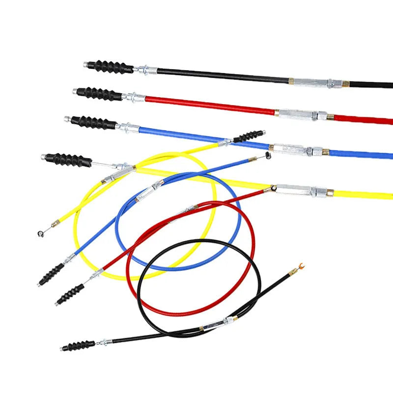 Apollo 110-125cc scrambler ATV clutch accelerator cable in four colours: black, blue, red, yellow.