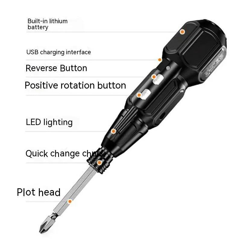 Alloy steel straight handle electric screwdriver in black and blue with 36V lithium battery