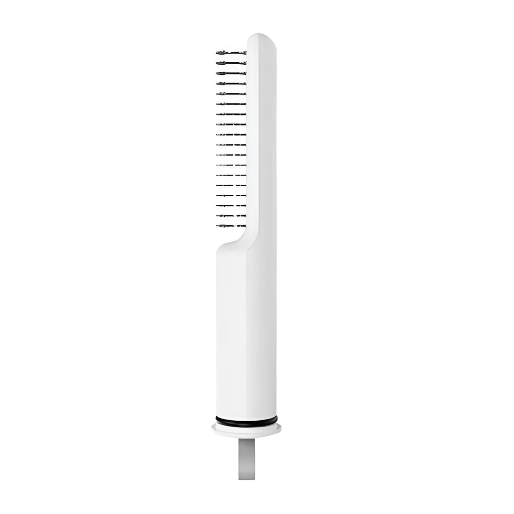 Stainless steel pet dematting comb with ergonomic handle for removing dog hair knots and mats.