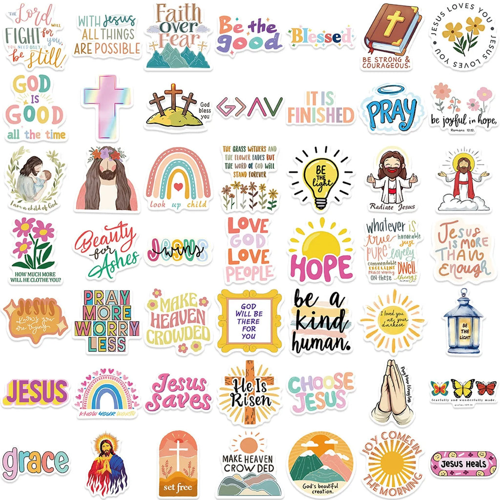 50-piece graffiti sticker set with random printed patterns for personalising surfaces