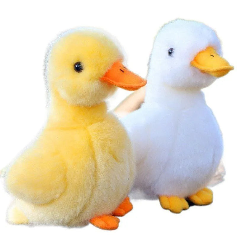 Simulation plush small yellow duck 17cm tall with soft fabric and sound feature for children