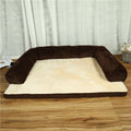 Corduroy bolster dog bed in grey colour with a non-slip base, shown in a large size for big dogs.
