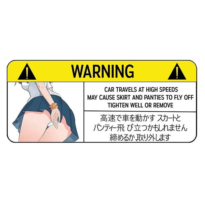 13cm comic car warning sticker in PVC material with humorous design