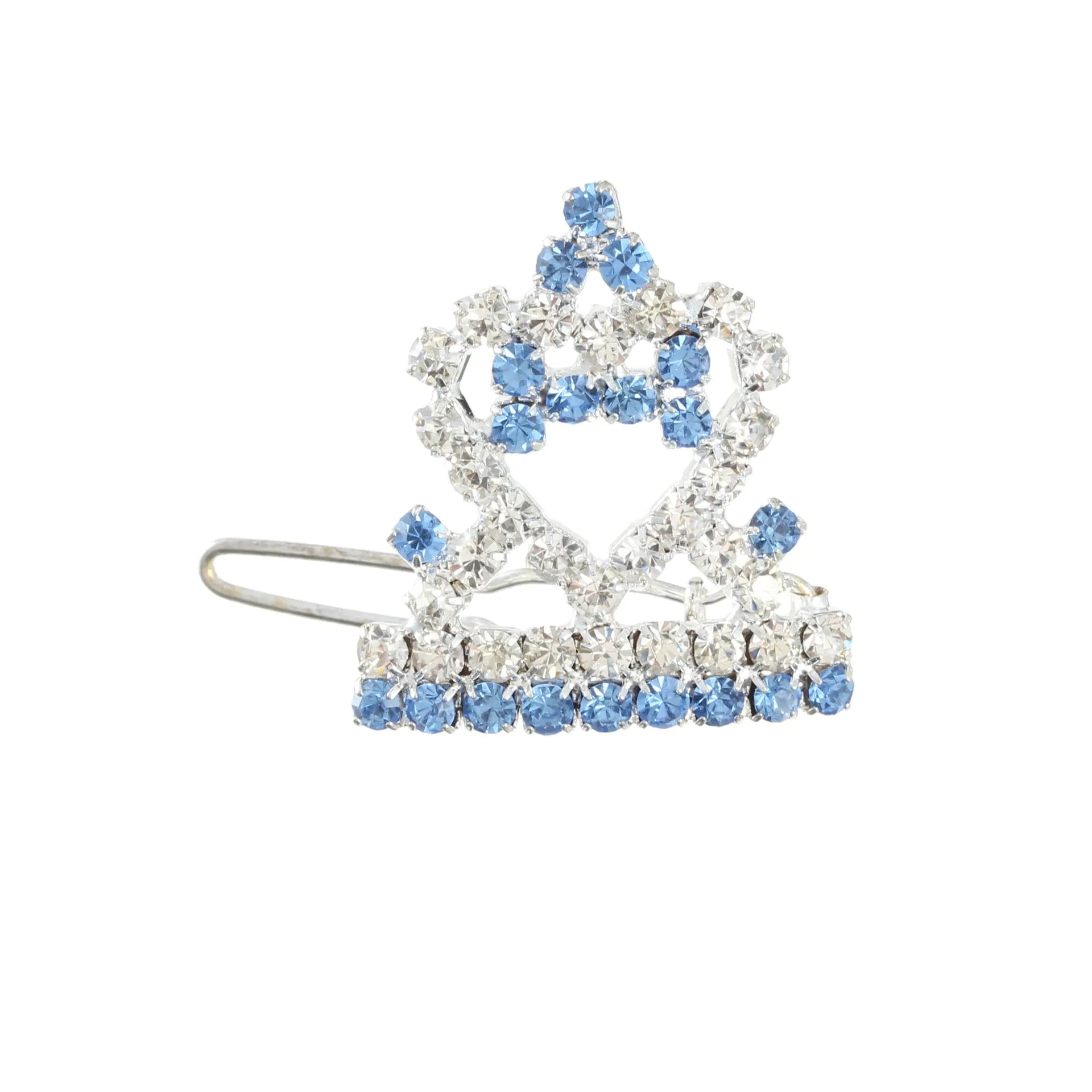 Crown horsehair hairpin ornament for dogs and cats with rhinestones on thick silver plated copper 3cm barrettes