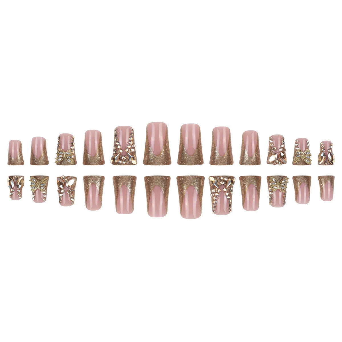 Golden diamond and butterfly nail stickers D34 colour with jelly glue applicator
