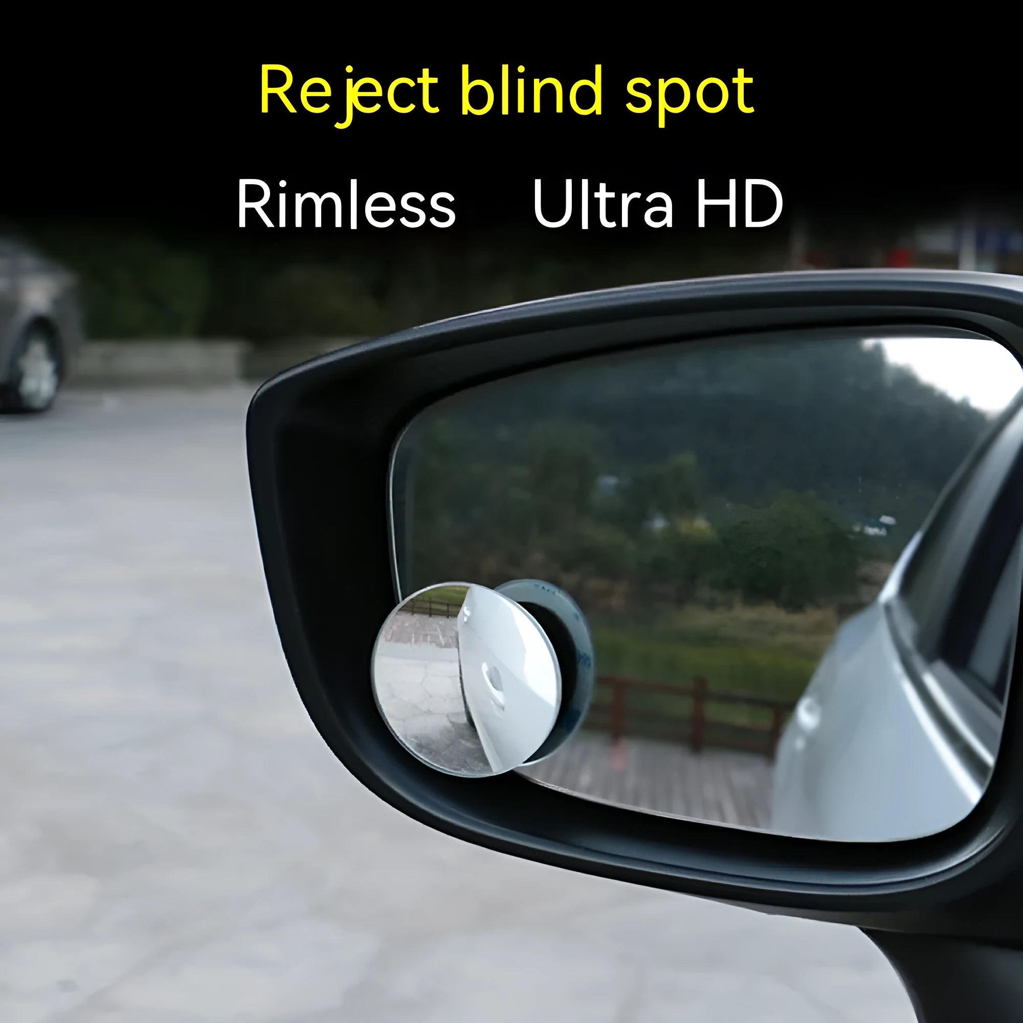 Silver 5cm diameter car blind spot mirror with 360-degree adjustable mount for side mirror attachment