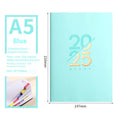 Soft leather A5 daily plan schedule book 2025 with faux leather cover open showing Dorian paper pages