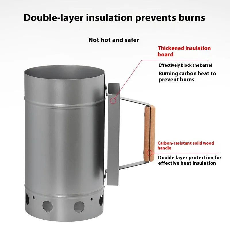Zinc-iron alloy outdoor charcoal fire igniter with point carbon barrel style.