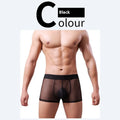 Men's thin polyester boxers in black, white, blue, skin, green and pink colours