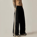 Black men's wide leg climbing pants with high waist and straight cut design