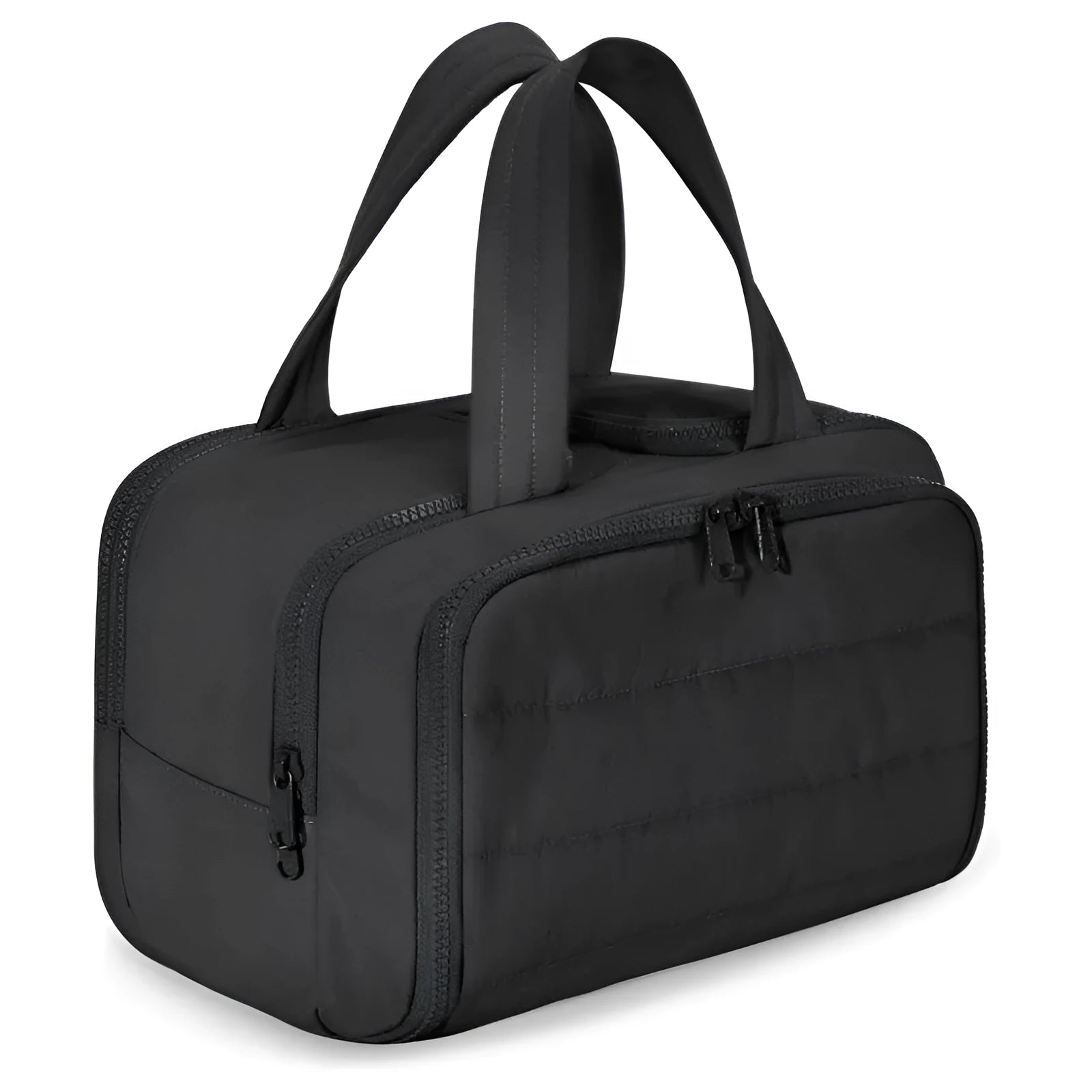Lightweight large travel toiletry bag with wide opening and fluffy interior lining