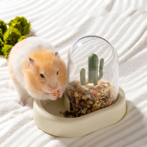 Transparent automatic hamster feeder with 190ml grain capacity in mint green colour