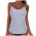 One-piece swimsuit with round neck in army green colour, conservative vest style for women