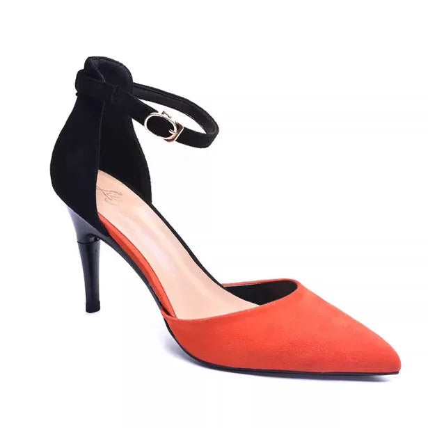 Foldable black PU driving shoes with rubber sole and buckle fastening for women