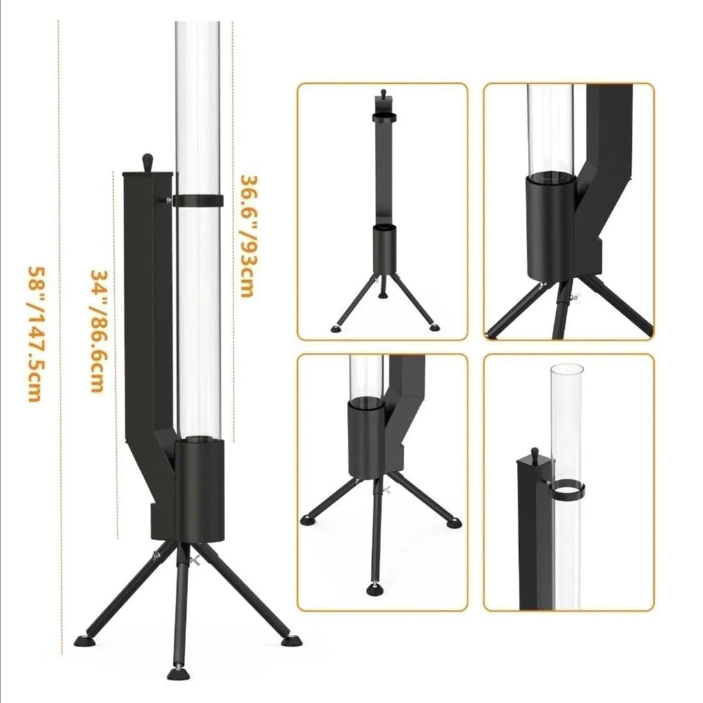 Vertical wood burning rocket furnace courtyard heating stove with iron construction