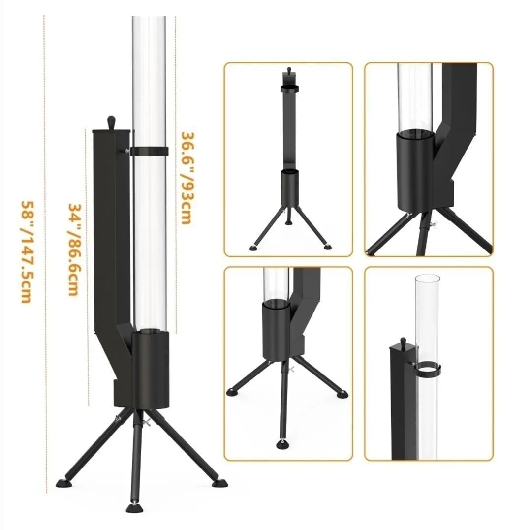 Vertical wood burning rocket furnace courtyard heating stove with iron construction