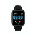 Square smart watch for elderly with GPS tracking, SOS button, and heart rate monitoring on silicone strap