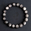 Natural obsidian meteorite crater ball bracelet with polished volcanic glass beads in silver or gold colours