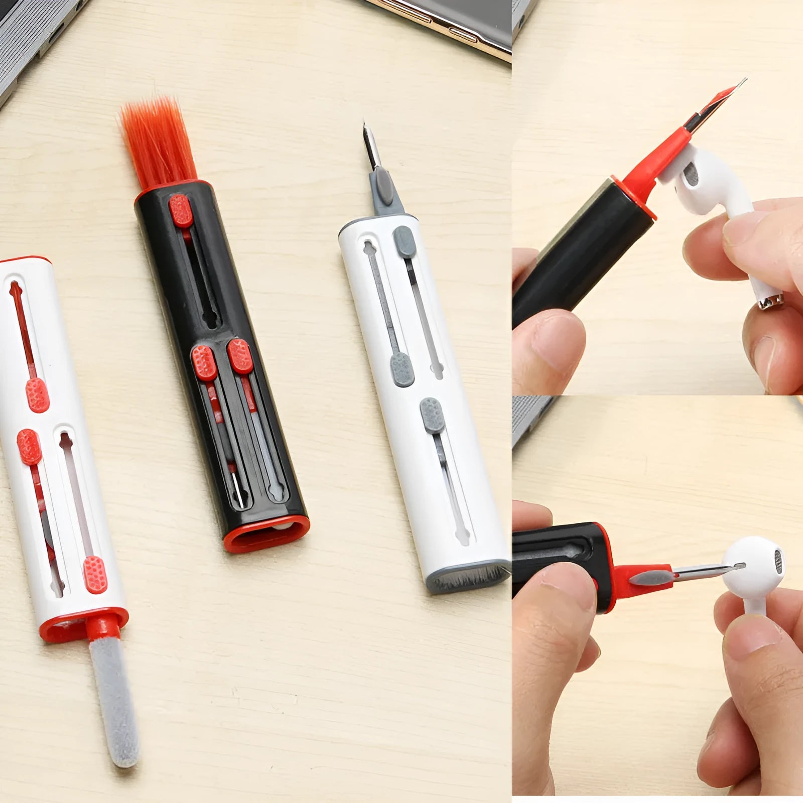 Bluetooth earphone cleaning kit with multiple heads for AirPods Pro and computer keyboards