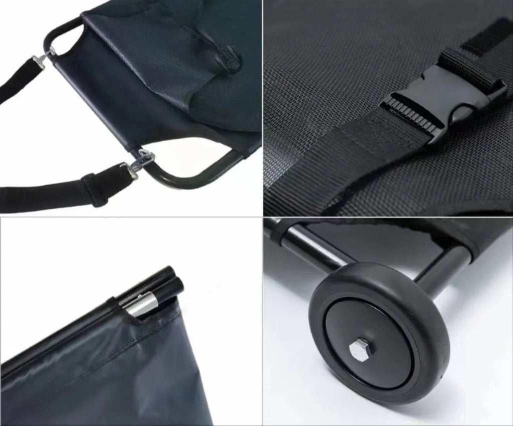 Black foldable aluminium alloy dog stretcher for emergency pet transfer