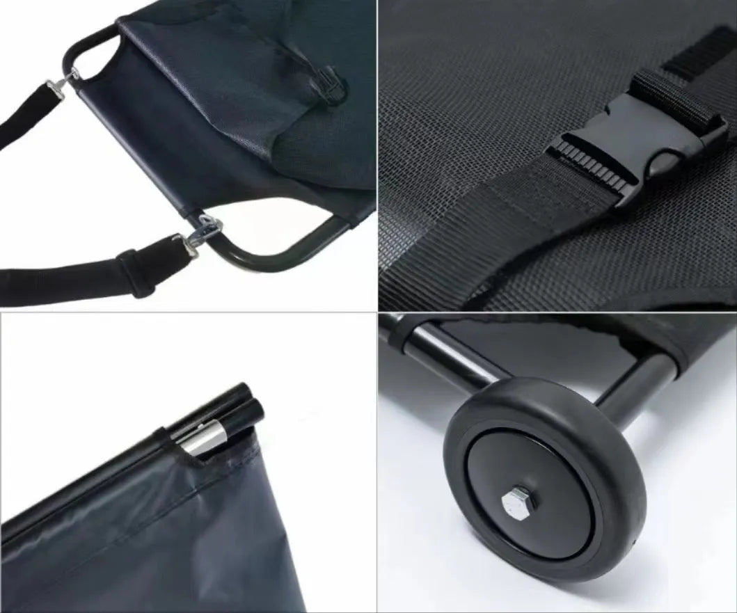 Black foldable aluminium alloy dog stretcher for emergency pet transfer
