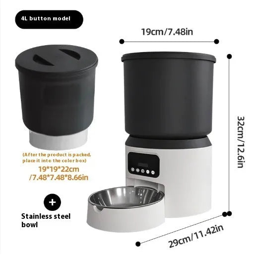 4L smart automatic pet feeder with optional camera and stainless steel bowl.