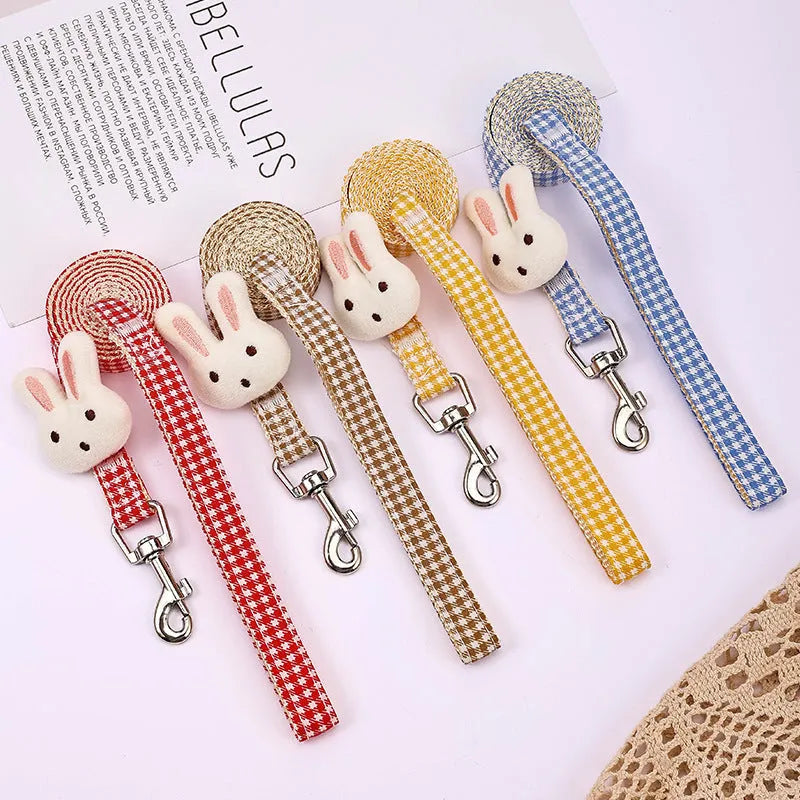 Small dog harness and leash set in nylon with anti-pull Y-strap design and quick-release buckle