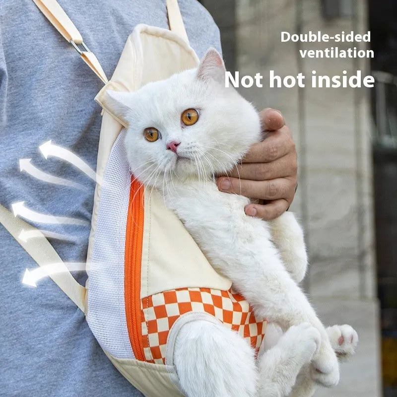 Soft non-woven polyester canvas pet backpack for cats in three colour options