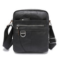 Brown genuine cattle leather messenger bag for boys with sewing line detailing, 8 inch size