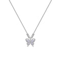 A silver necklace with a square opal butterfly pendant on a cross chain, adjustable from 41 to 50 cm.