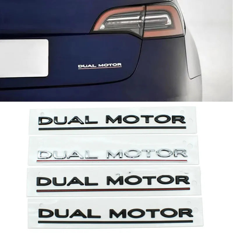ABS plastic performance car sticker for Tesla Model 3 bumper in matte black and red stripes.