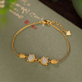 Women's silver bracelet with fox charm pendant in jade or jasper colour options