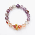 Purple crystal bracelet with animal zodiac beads and nine purple good luck elements